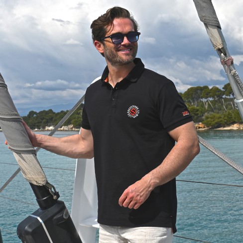Polo noir "200 ans du sauvetage en mer"