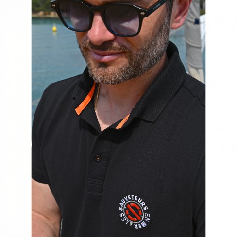 Polo noir "200 ans du sauvetage en mer"