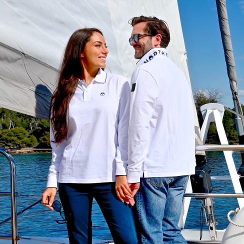Polo blanc manches longues North Sails X Les Sauveteurs en Mer
