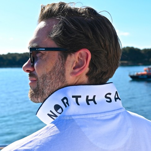 Polo blanc manches longues North Sails X Les Sauveteurs en Mer
