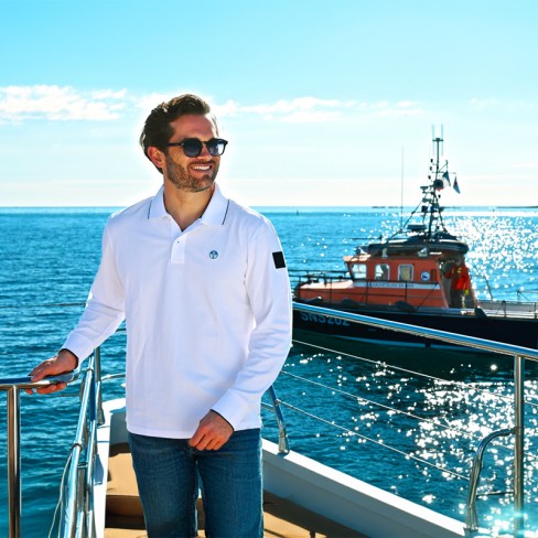 Polo blanc manches longues North Sails X Les Sauveteurs en Mer