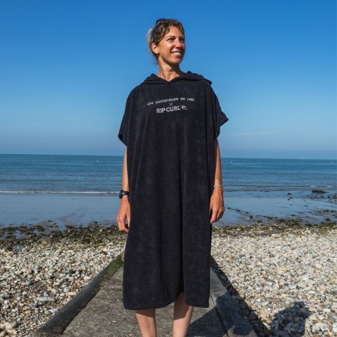 Poncho noir à capuche Rip Curl x Les Sauveteurs en Mer