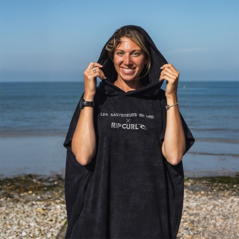 Poncho noir à capuche Rip Curl x Les Sauveteurs en Mer