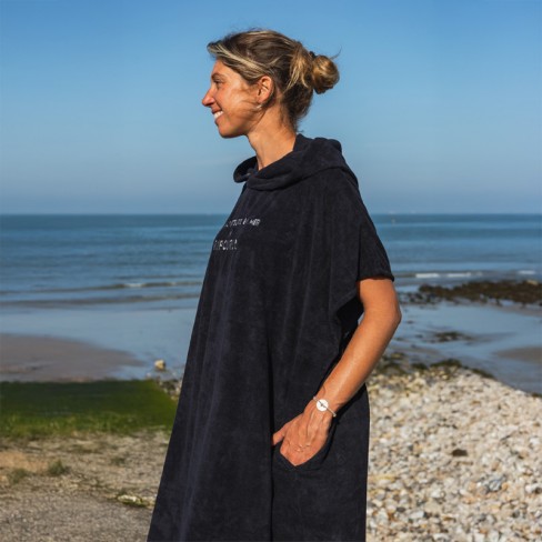 Poncho noir à capuche Rip Curl x Les Sauveteurs en Mer