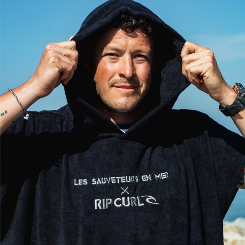 Poncho noir à capuche Rip Curl x Les Sauveteurs en Mer